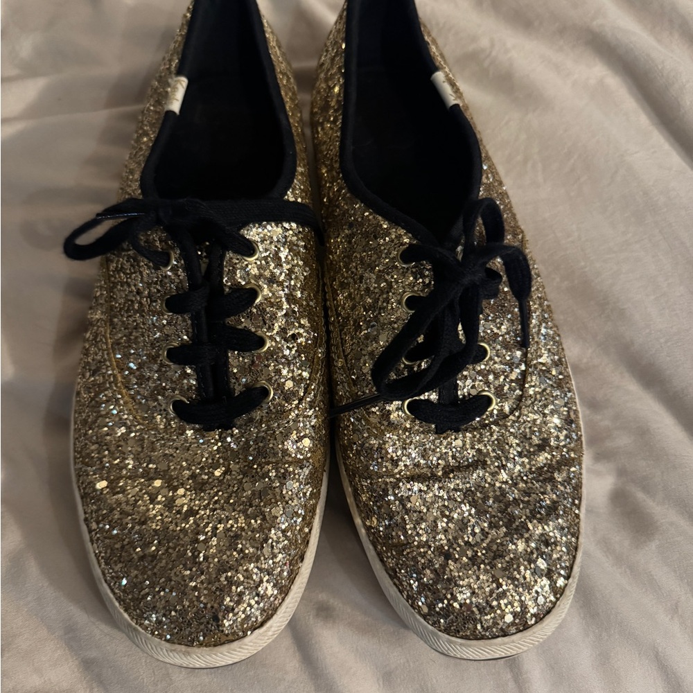 Kate Spade x Keds Gold Glitter Sneakers Women’s 9.5 Lace Up Shoes